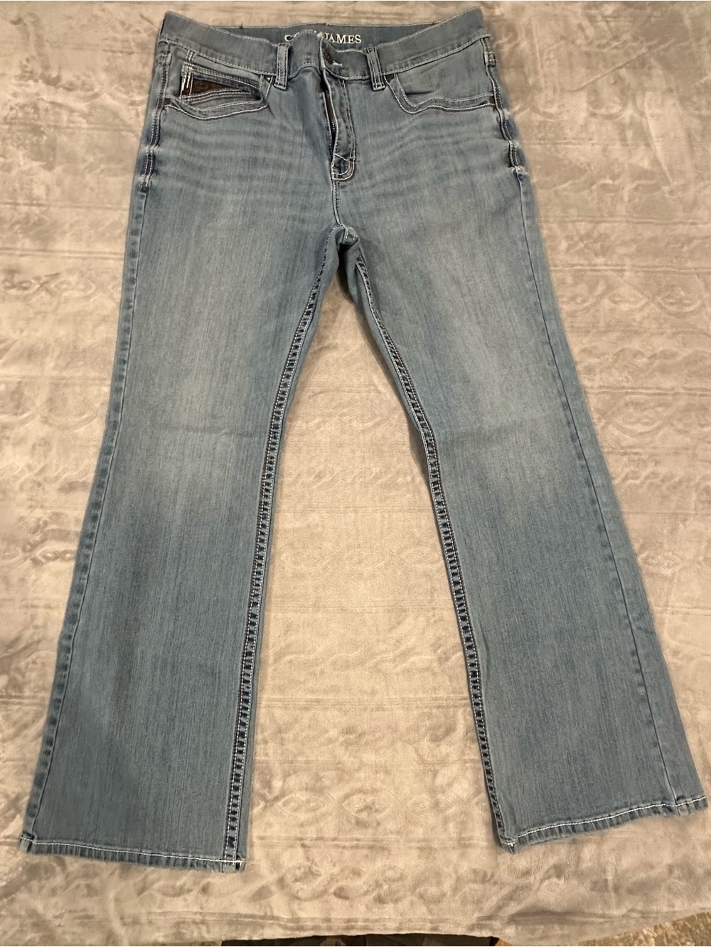 Cody James RANK 45 Trigger Slim Bootcut Performance Jeans 36x32 Light Wash